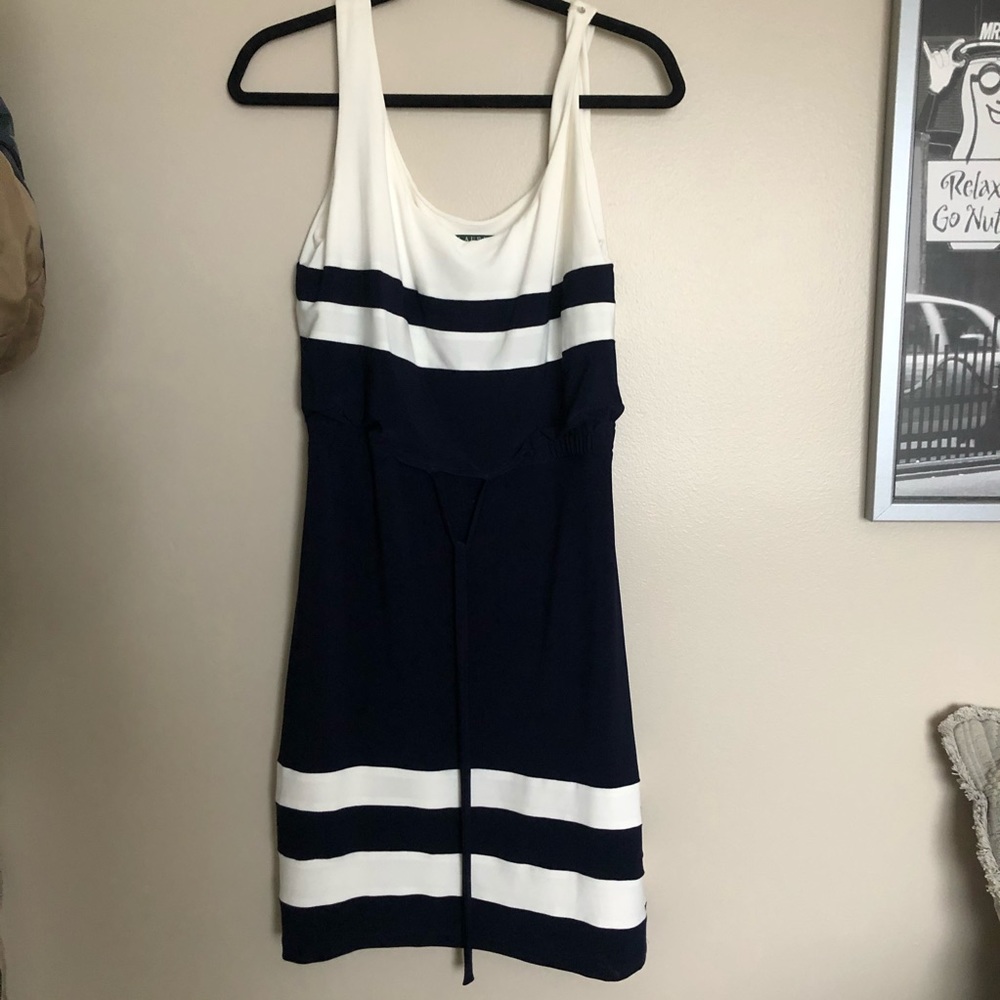 Ralph Lauren navy blue and white tank dress